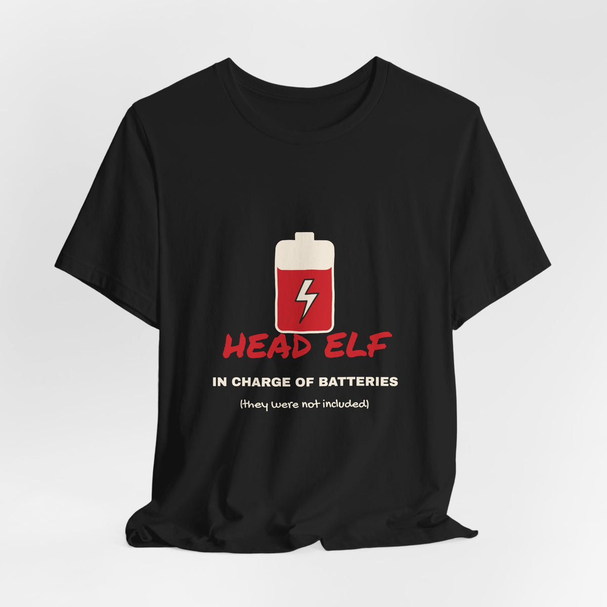 Head Elf in Charge of Batteries Dad Christmas Tee
