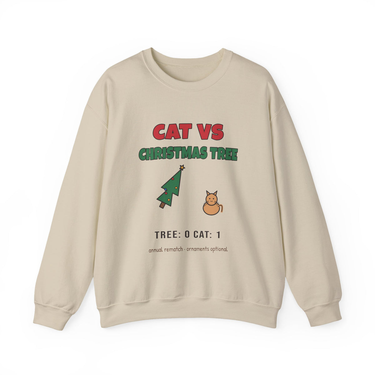 Cat vs Christmas Tree Funny Cat Sweatshirt