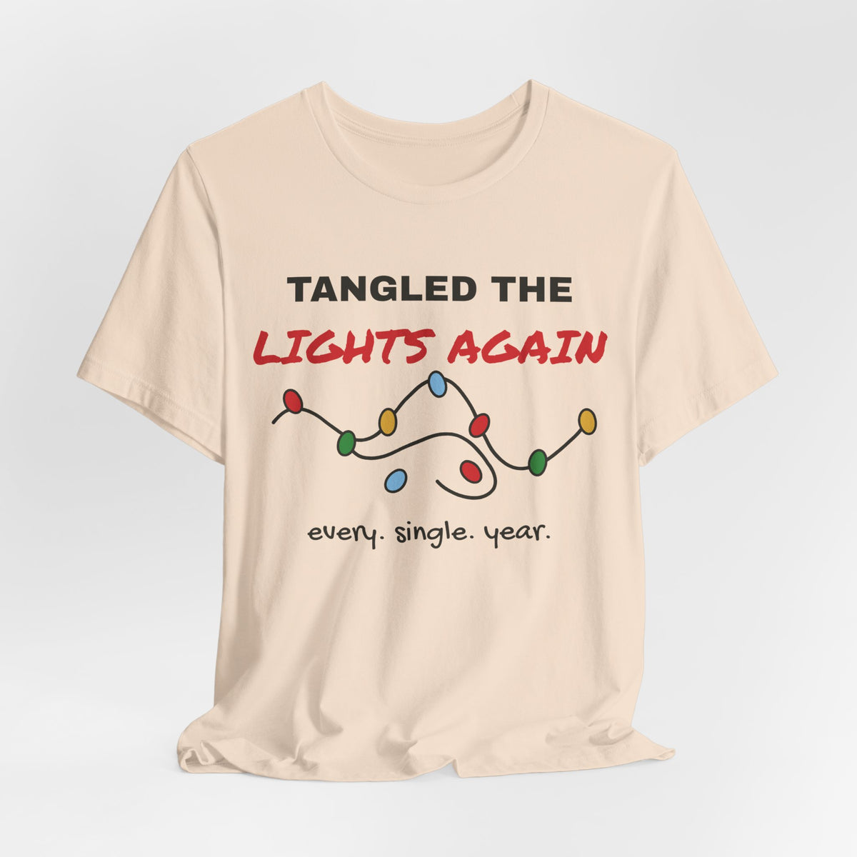 Tangled the Lights Again Funny Christmas Tee