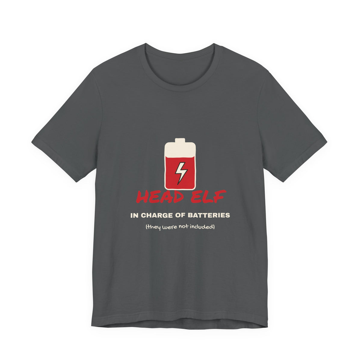 Head Elf in Charge of Batteries Dad Christmas Tee