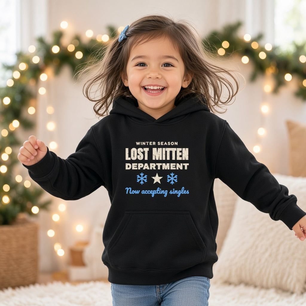 Lost Mitten Department Kids Winter Hoodie - lifestyle photo by BriskNest