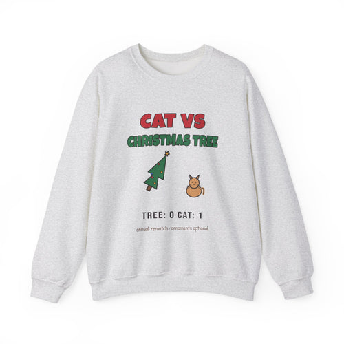 Cat vs Christmas Tree Funny Cat Sweatshirt